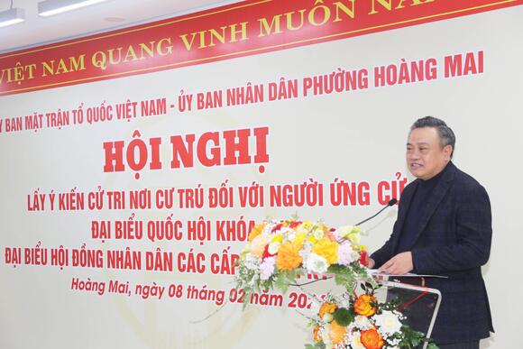 100% Cử tri phường Hoàng Mai tín nhiệm giới thiệu Chủ nhiệm UBKT Trung ương Trần Sỹ Thanh ứng cử đại biểu Quốc hội khóa XVI